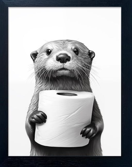 Add Humor & Style: Funny Raccoon Bathroom Wall Art in Black & White